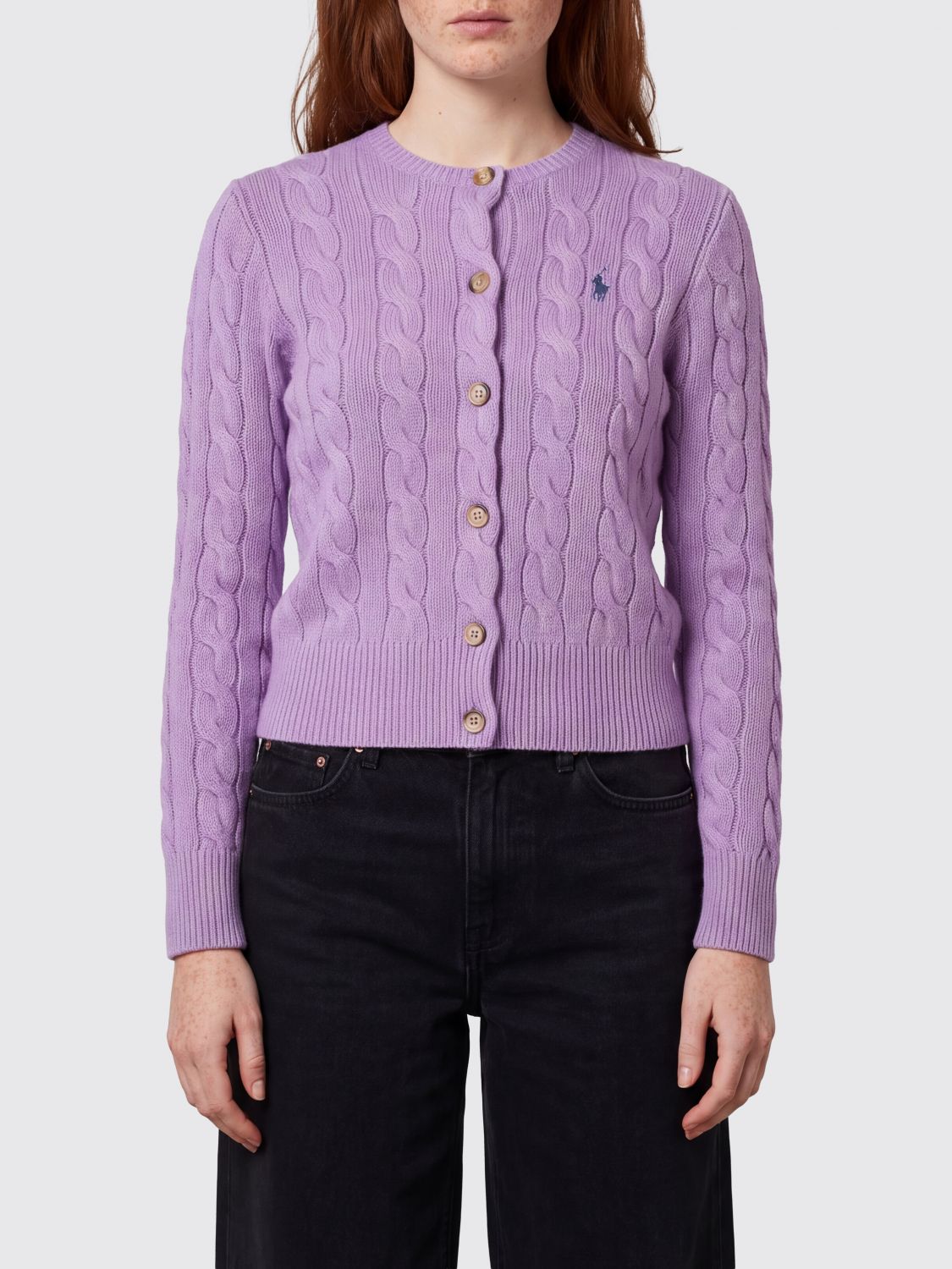 POLO RALPH LAUREN Strick-Cardigan aus Wolle mit Rundhalsausschnitt und Pony-Logo