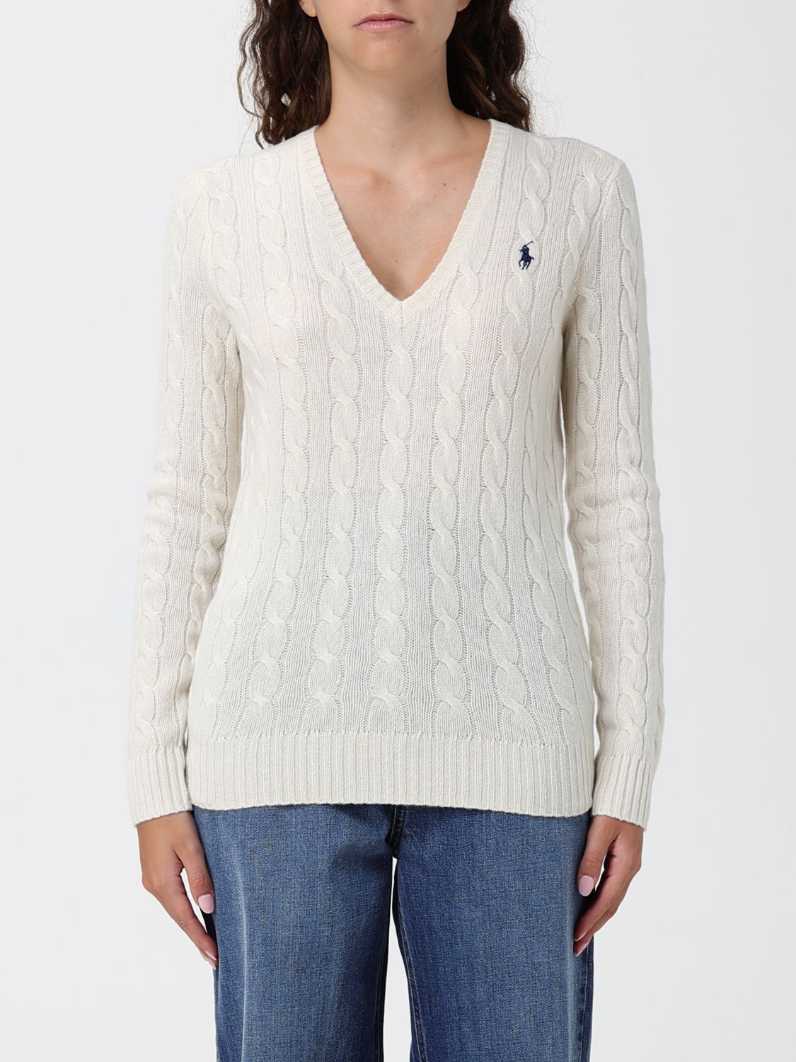 POLO RALPH LAUREN Slim-Fit Wollpullover mit V-Ausschnitt und gesticktem Pony-Logo