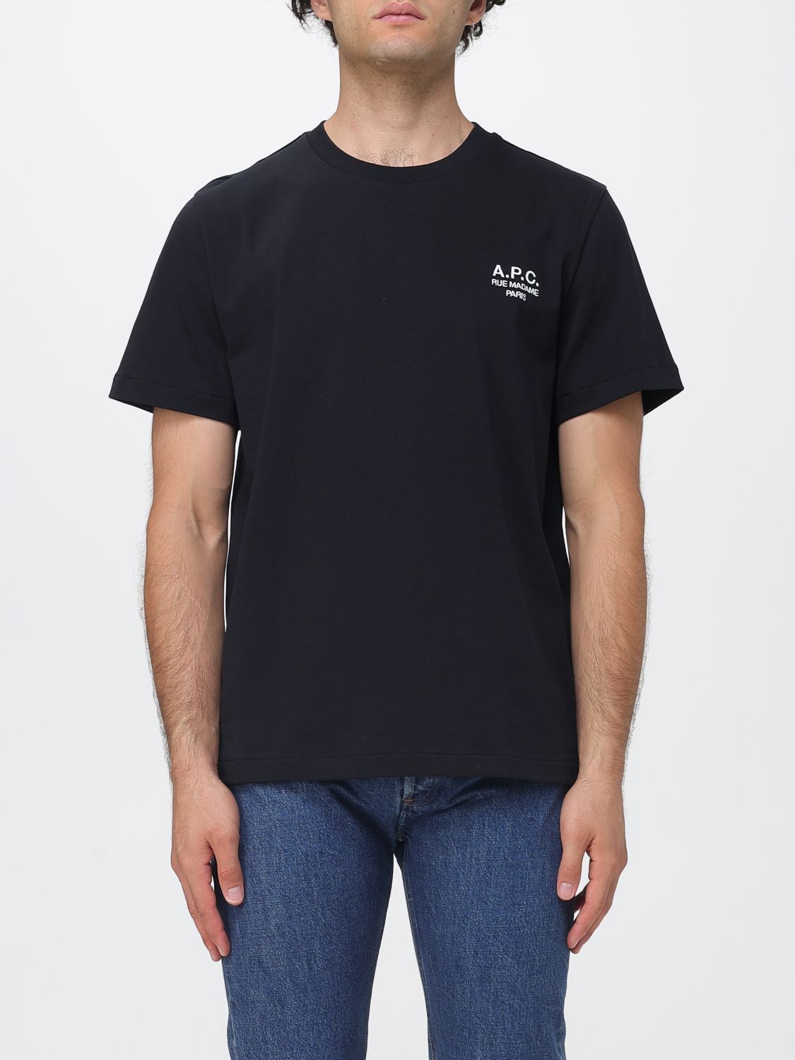 A. P.C. Kurzärmeliges Baumwoll-T-Shirt mit kontrastierendem Logodruck