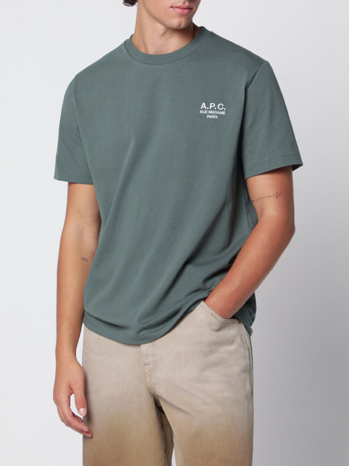 A. P.C. T-shirt in cotone a maniche corte con logo stampato a contrasto