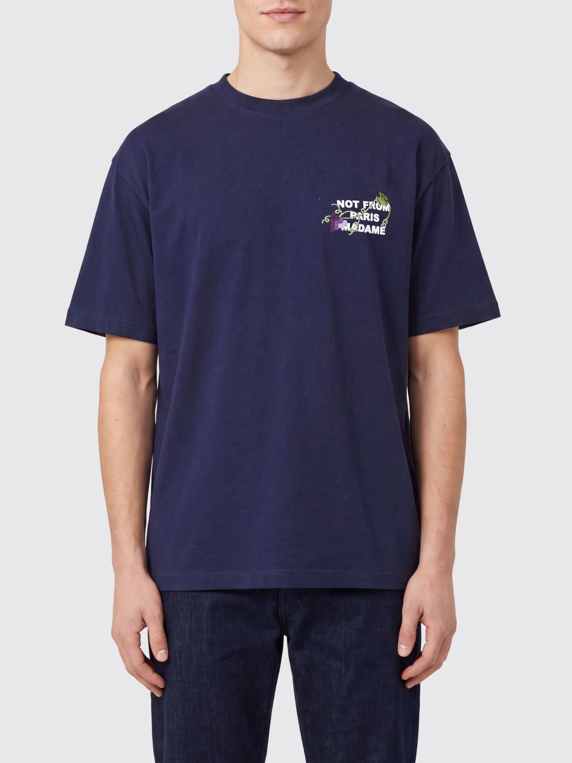 Drôle De Monsieur Slogan Print Cotton T-Shirt with Dropped Shoulders