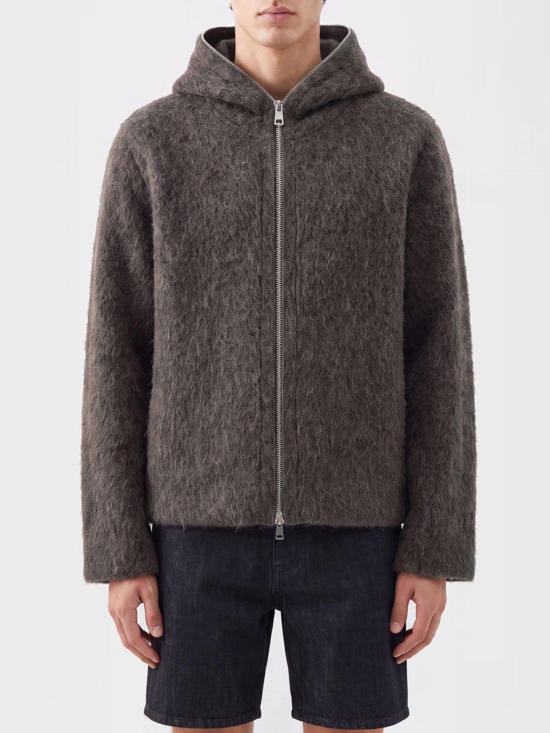 OUR LEGACY Hooded Zip-Up Cardigan in Wool and Alpaca Blend