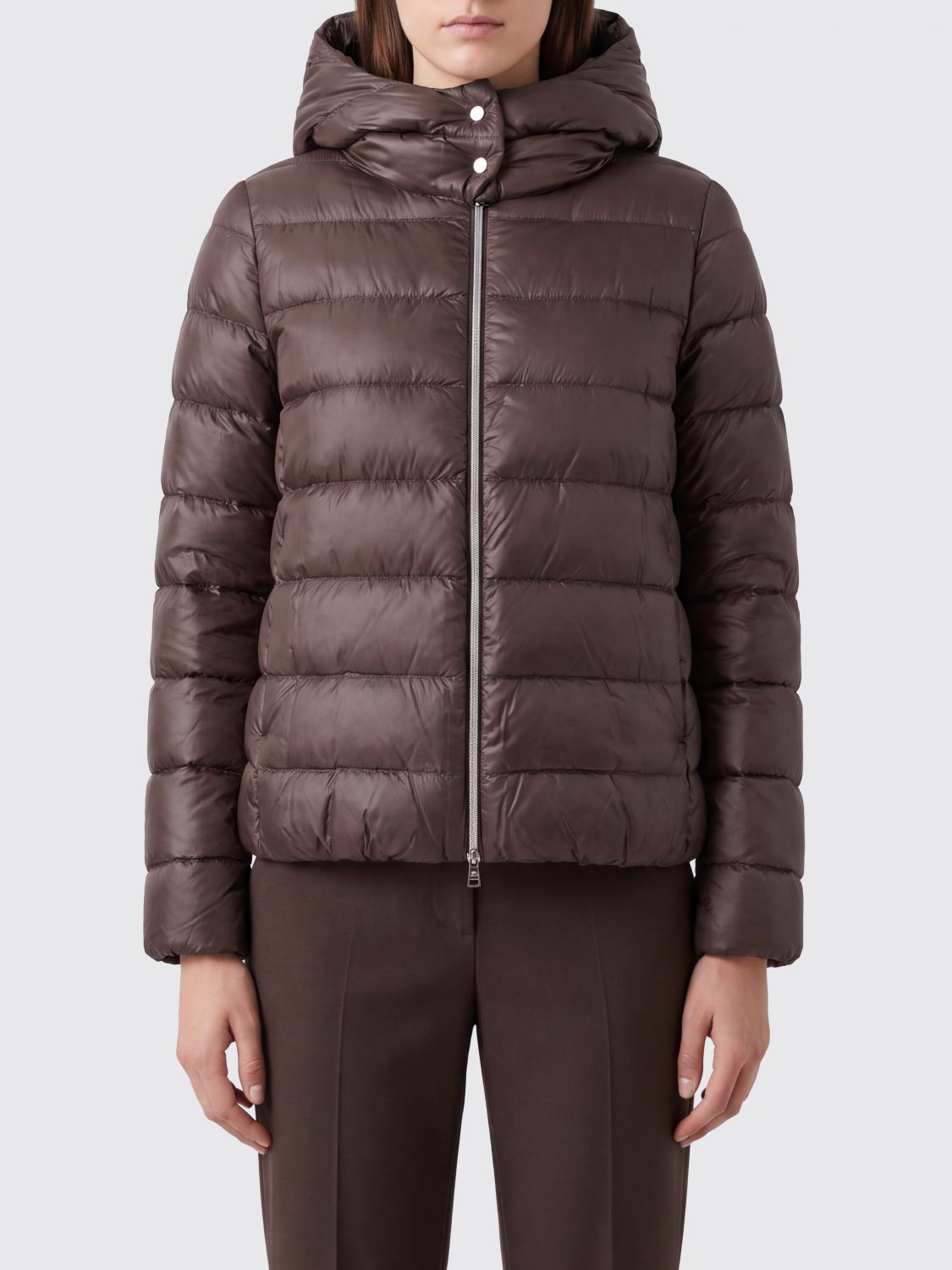 HERNO Short Water-Repellent Quilted Nylon Down Jacket with Hood