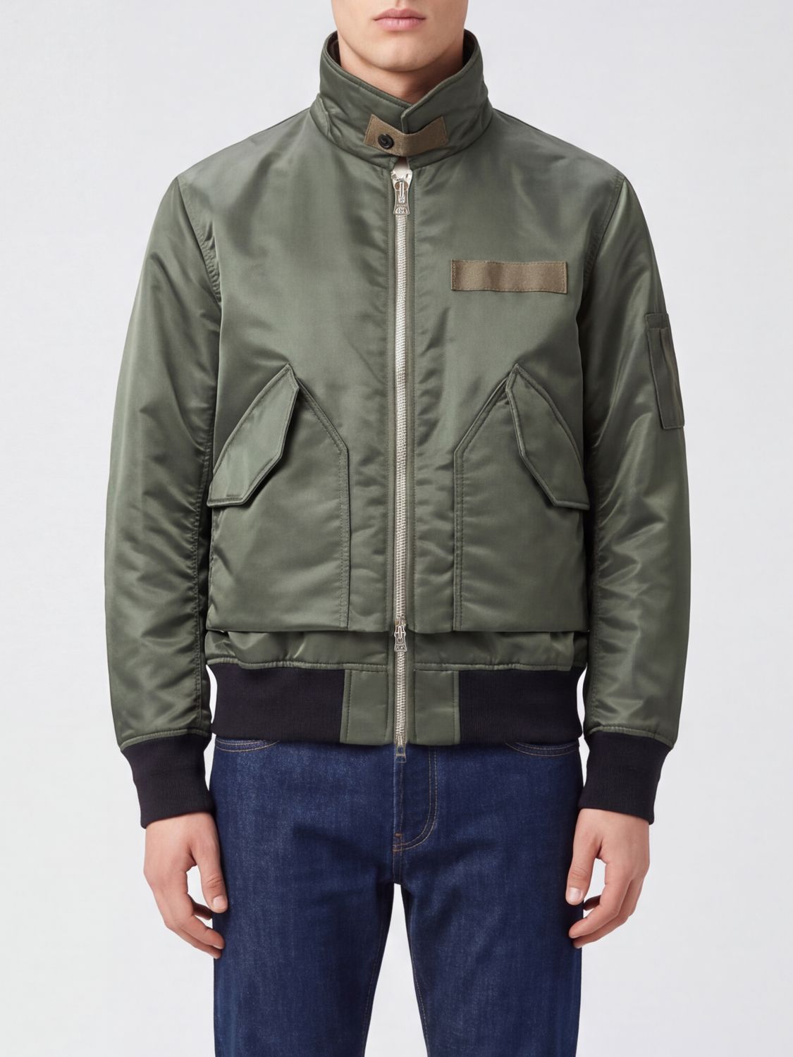SACAI Winddichte Bomberjacke aus Nylon und Baumwolle mit klassischem Kragen