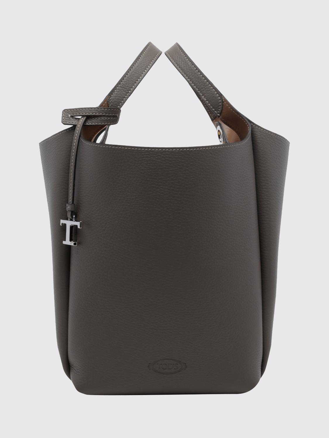TOD'S Hammered Leather Bucket Bag with Double Handle and Charm