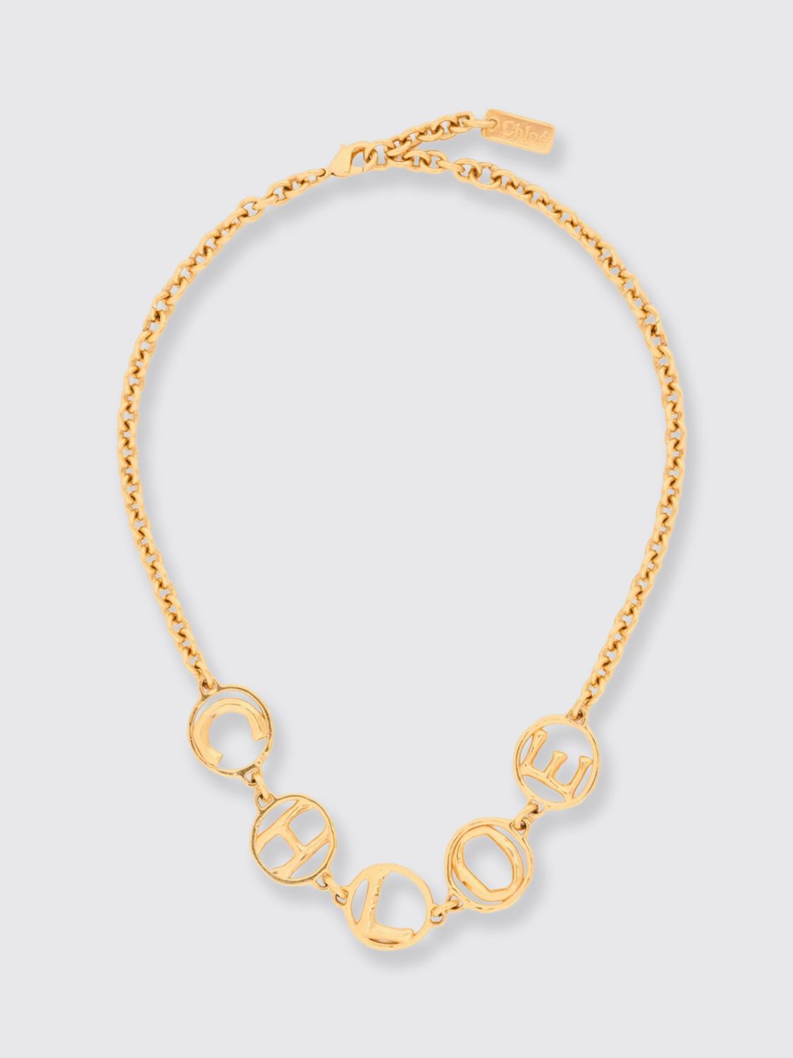 Chloé Script Choker Necklace in Gold-Plated Brass with Lettering Logo · OS