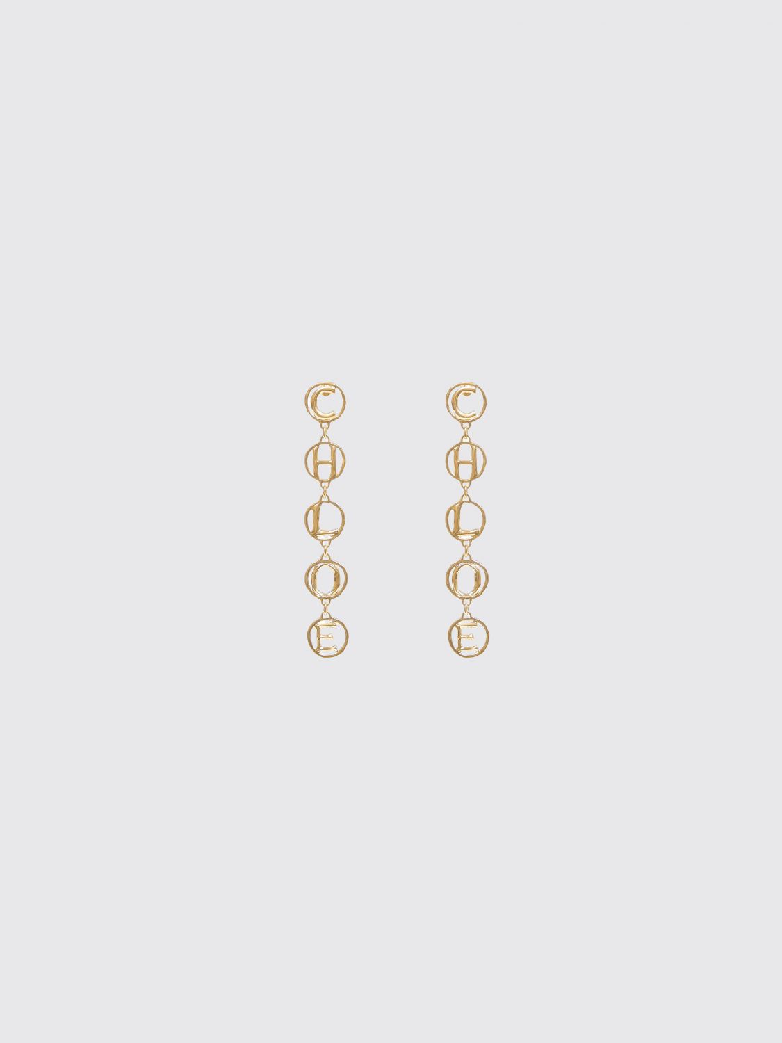 Chloé Script Drop Earrings in Gold-Finish Brass with Lettering Logo · OS