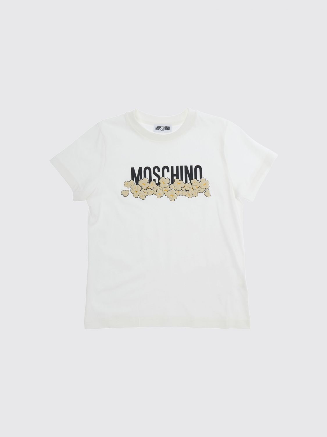 MOSCHINO T-shirt da bambino in cotone con stampa logo e motivo floreale
