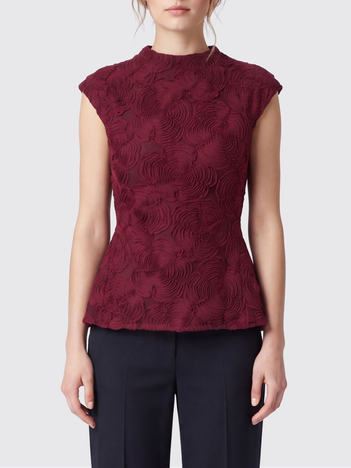 ROTATE Slim Fit Mesh Evening Top with Floral Details ROTATE Slim Fit Mesh Evening Top with Floral Details