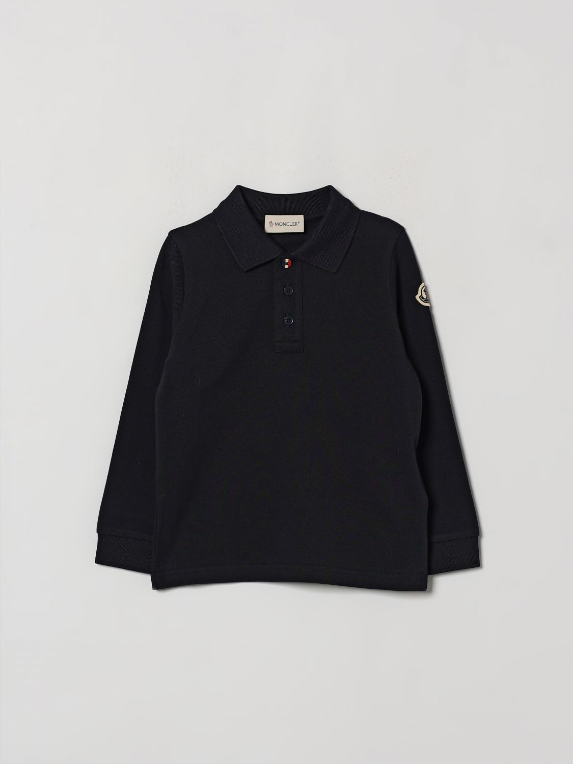 MONCLER Langärmeliges Baumwoll-Poloshirt von für Jungen mit Logo-Patch