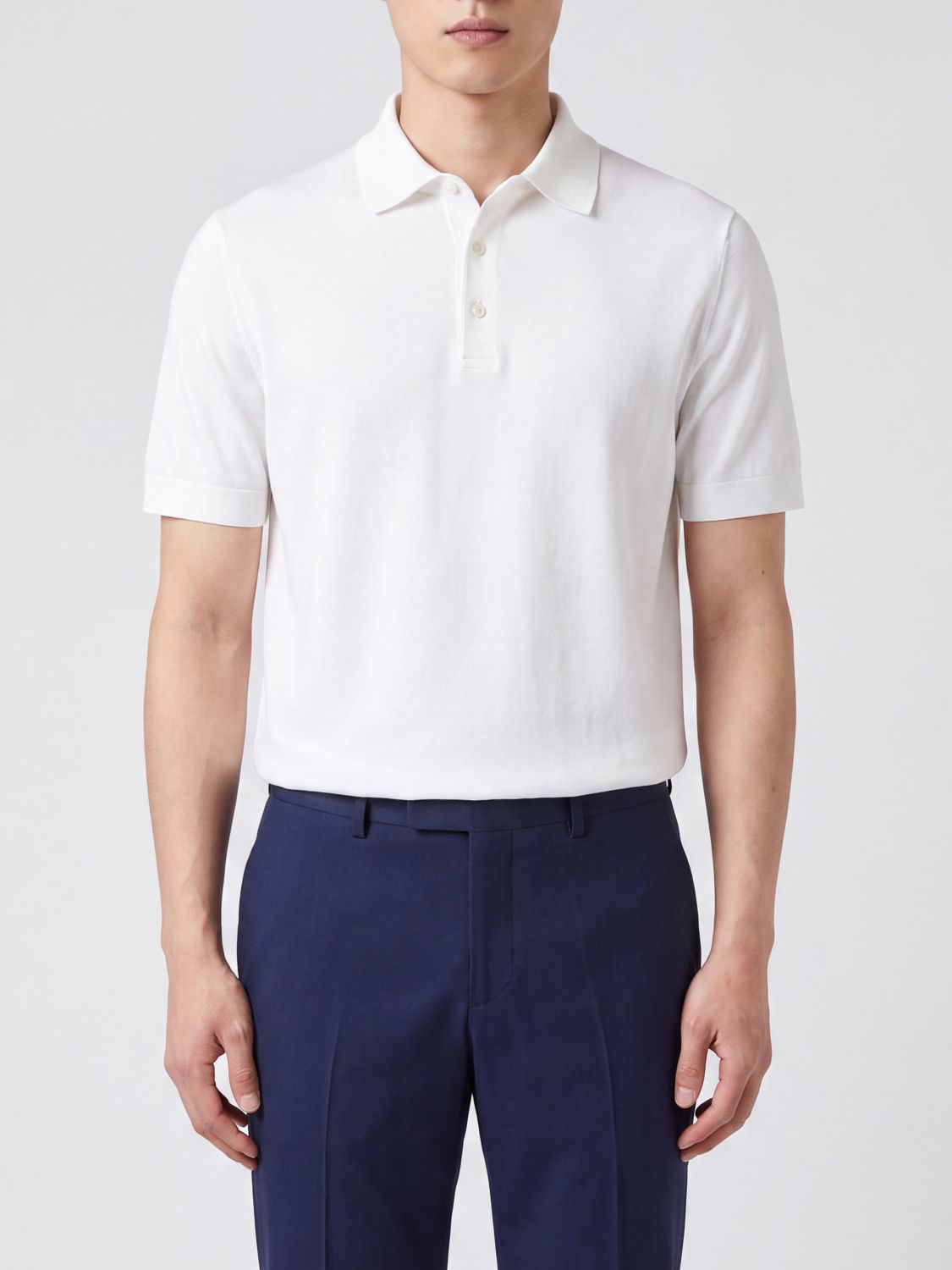 HERNO Short-Sleeve Polo Shirt in Pure Cotton with Classic Collar