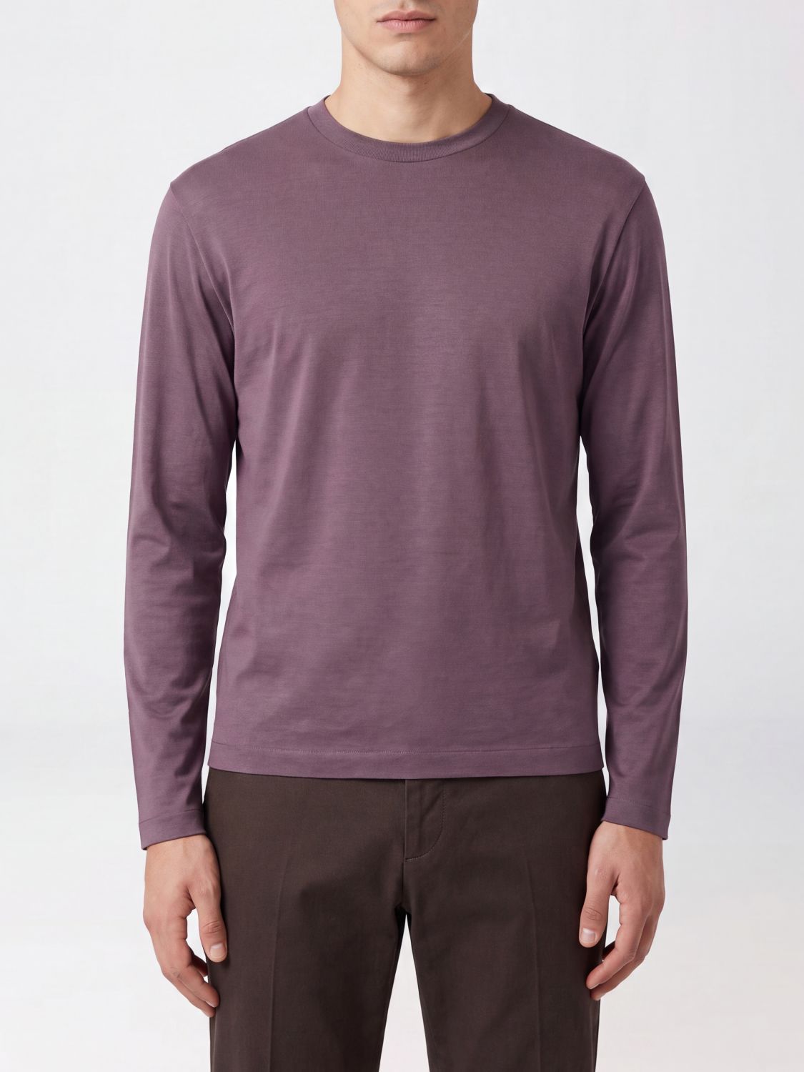 HERNO Long-Sleeve Crewneck T-shirt in Cotton