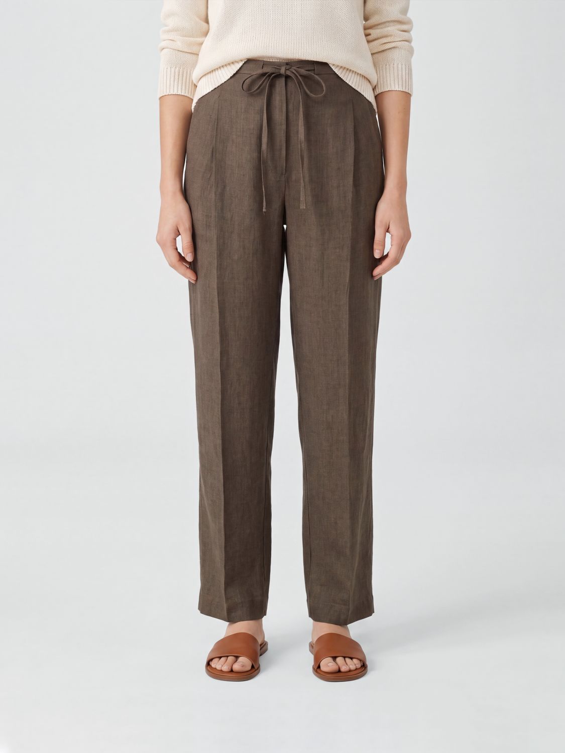 ROHE High-Waisted Straight-Leg Trousers in Virgin Wool and Silk with Drawstring