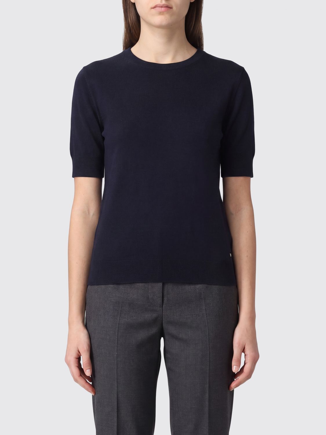 HERNO Short-Sleeved Crewneck T-Shirt in a Lyocell and Cotton Blend