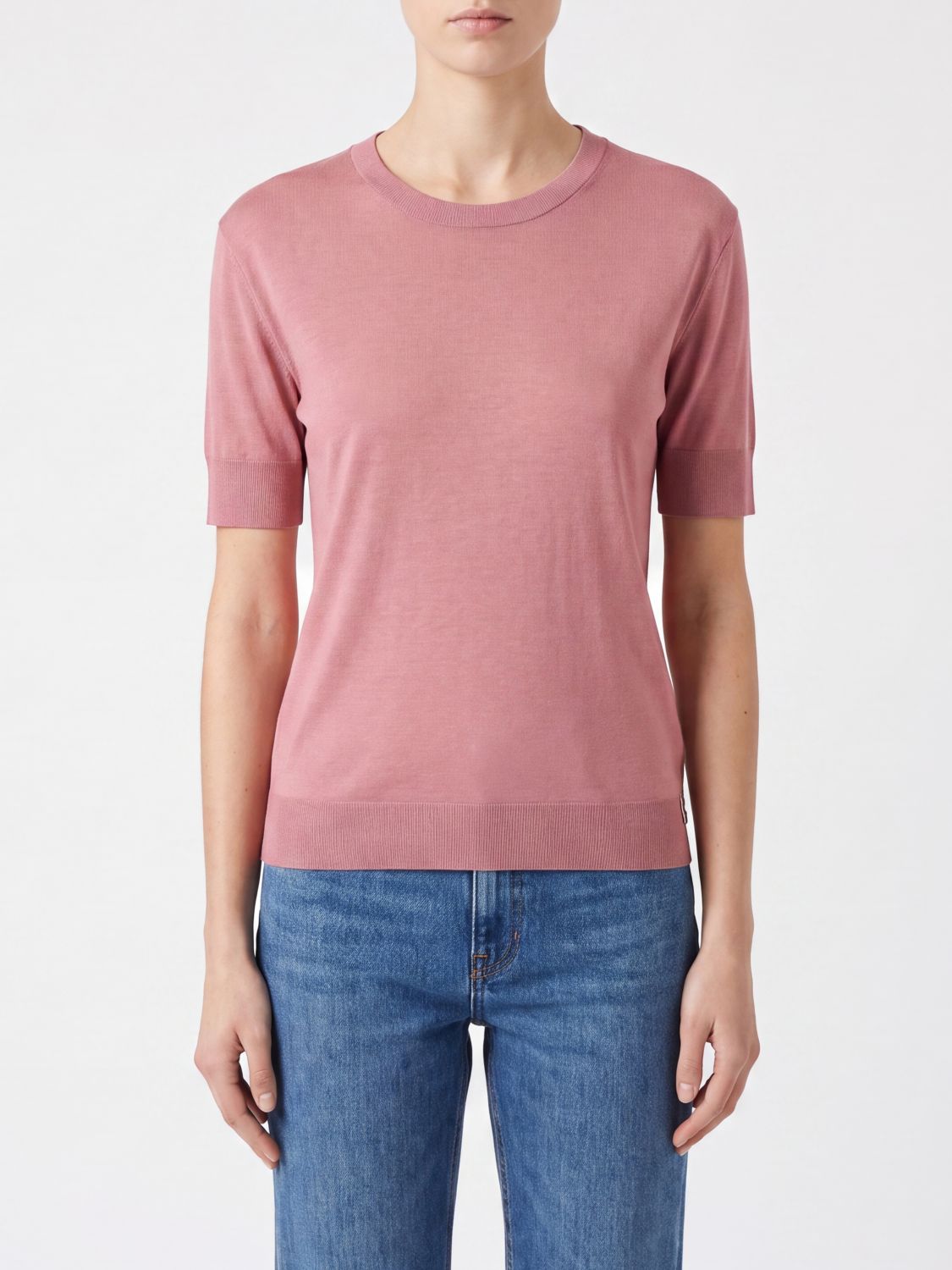 HERNO Short-Sleeved Crewneck T-Shirt in a Lyocell and Cotton Blend