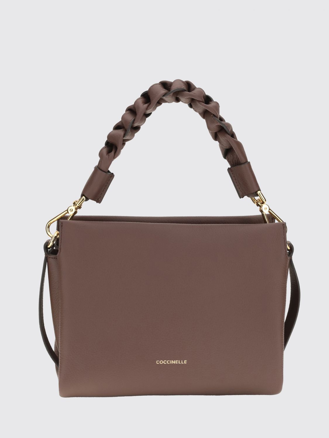 COCCINELLE Boheme Mini-Handtasche aus genarbtem Leder mit geflochtenem Henkel