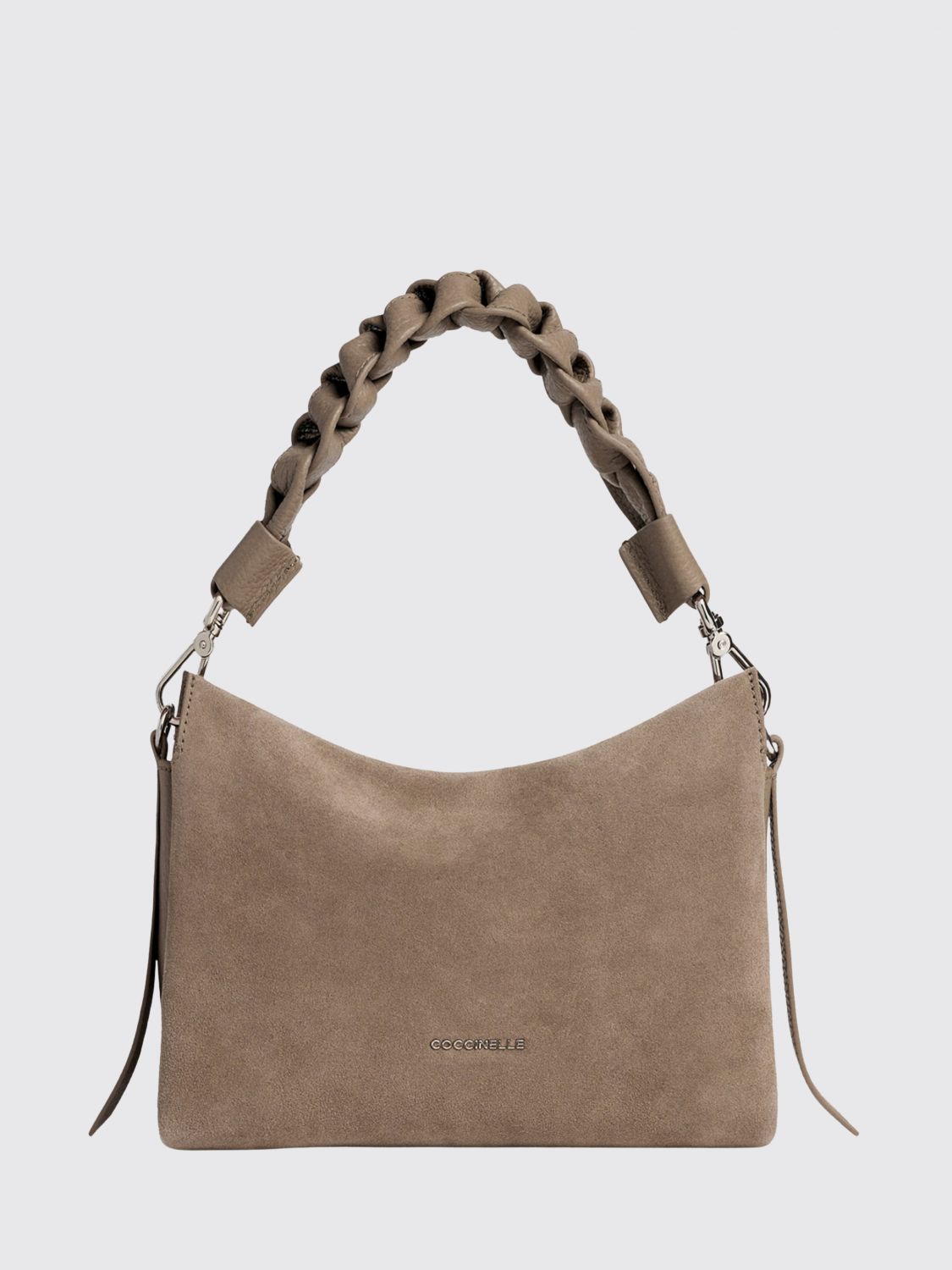 Coccinelle Boheme Suede Mini Shoulder Bag with Woven Handle