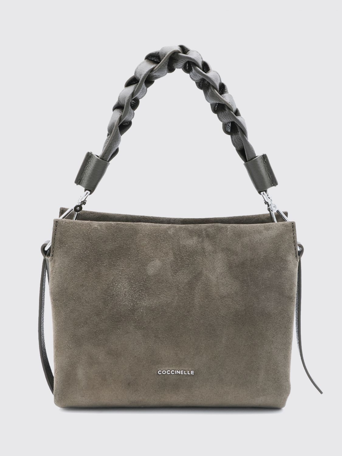 Coccinelle Boheme Suede Mini Shoulder Bag with Woven Handle