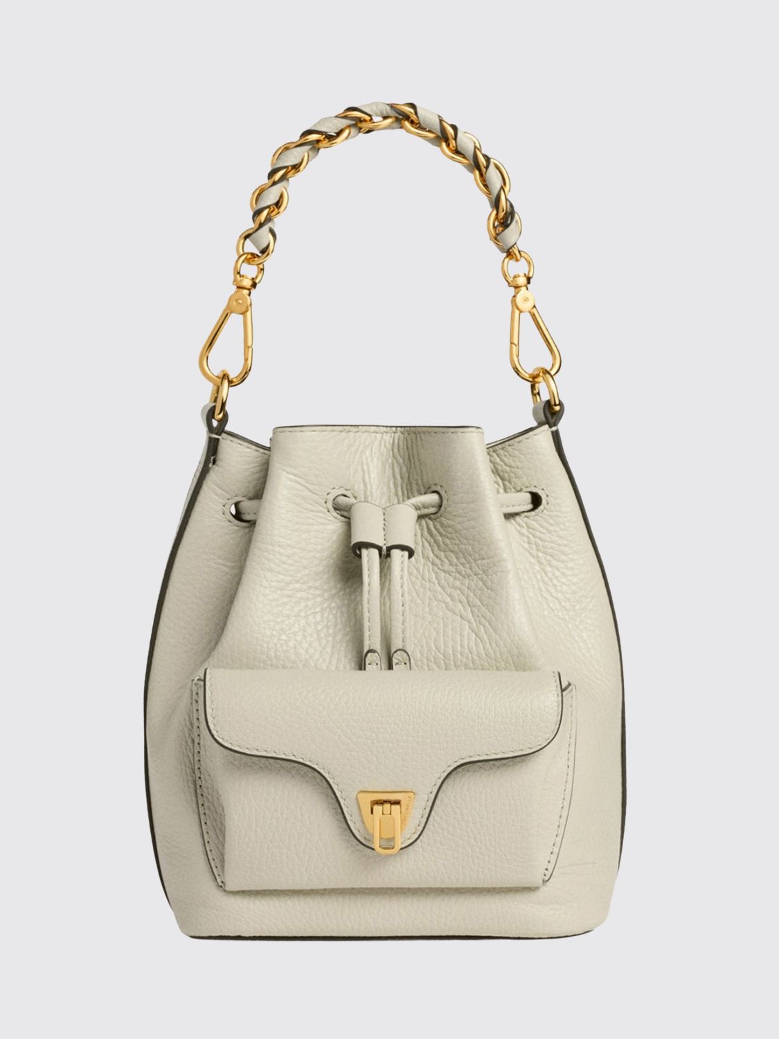 COCCINELLE Beat Generation Leather Mini Bucket Bag with Woven Handle