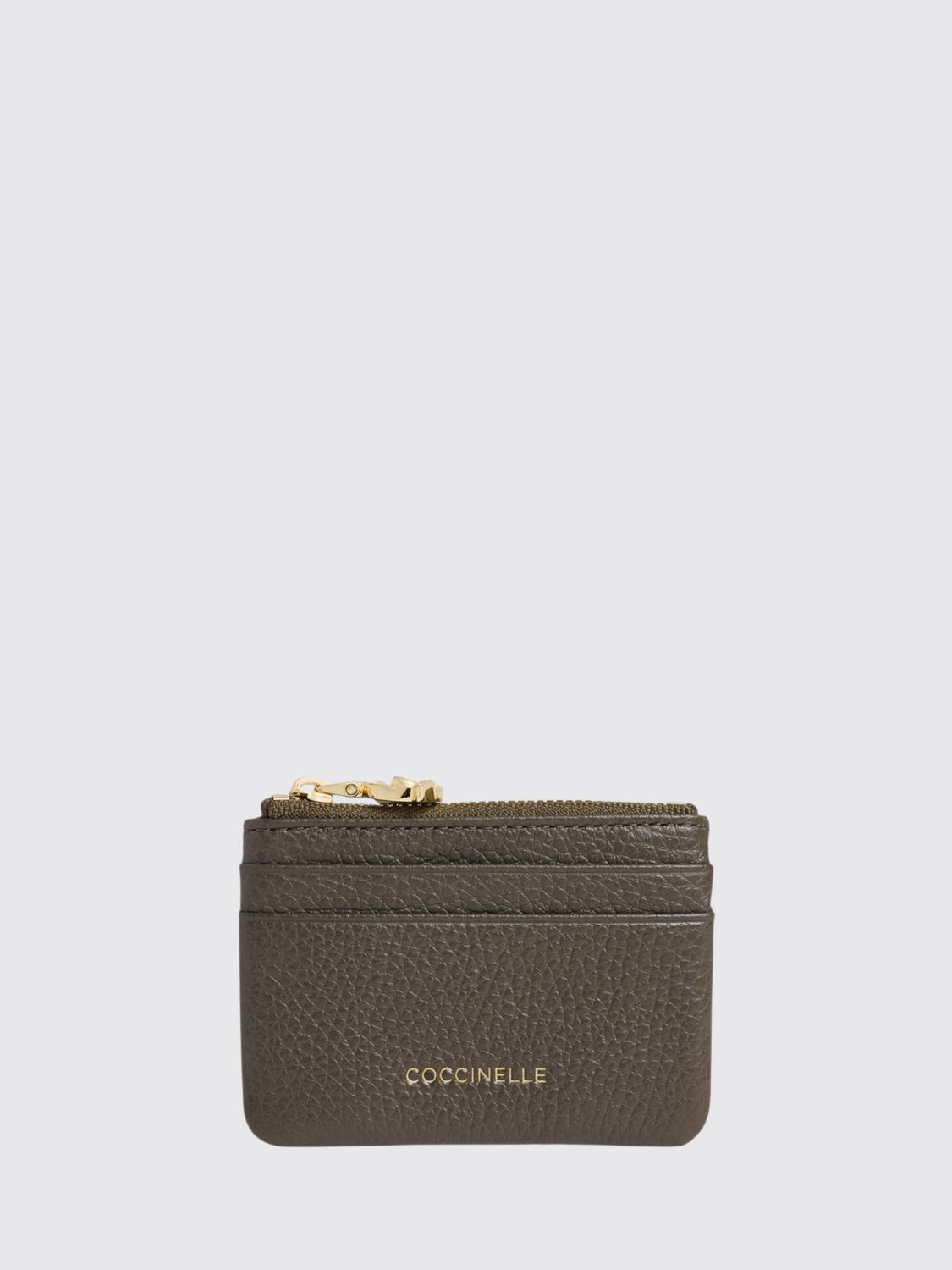 Coccinelle C-Me Softy Grained Leather Flat Card Holder with Zip