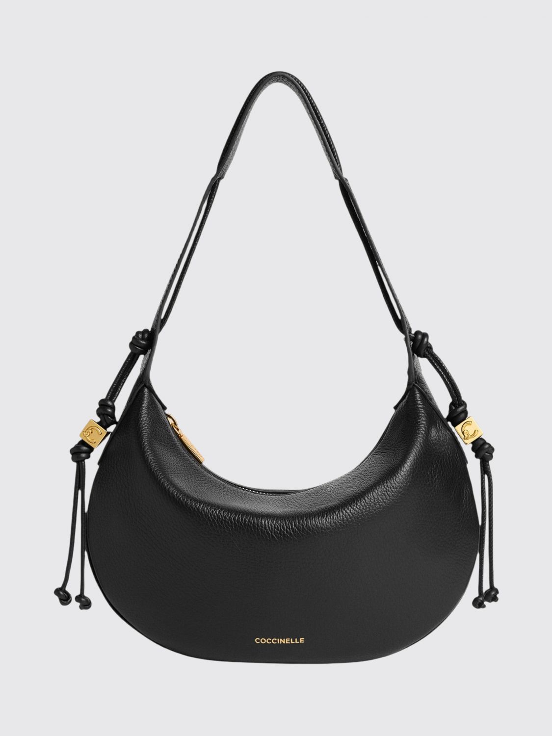 COCCINELLE Thess Grained Leather Shoulder Bag with Zip Closure