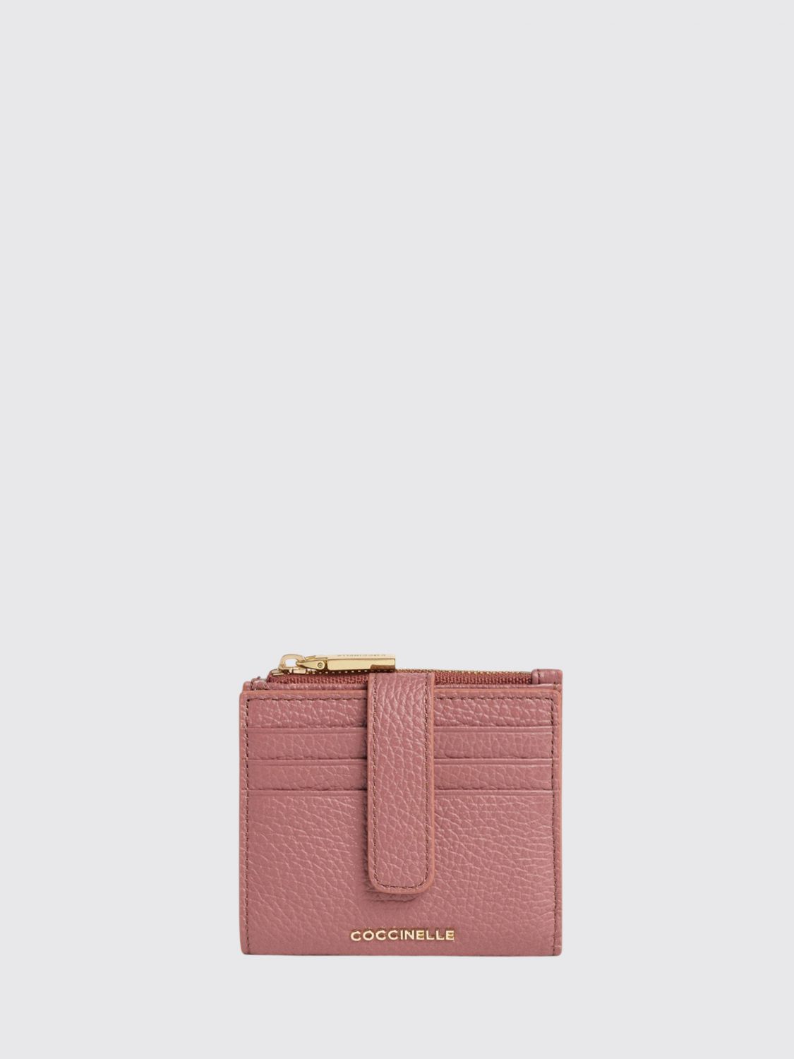 Coccinelle Metallic Soft Bifold Grained Leather Card Holder
