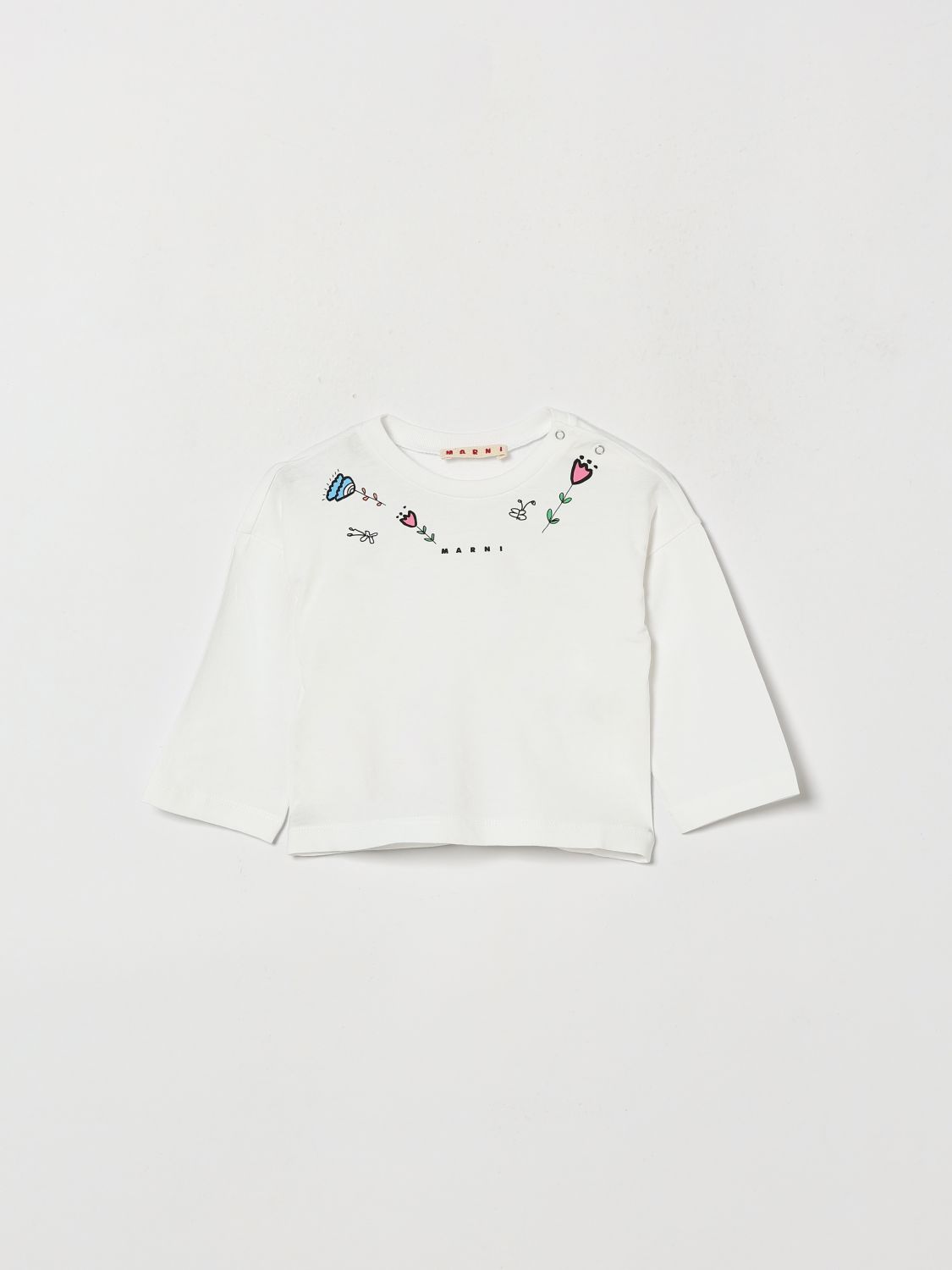 MARNI Langärmeliges Baumwoll-T-Shirt für Jungen mit Blumenprint