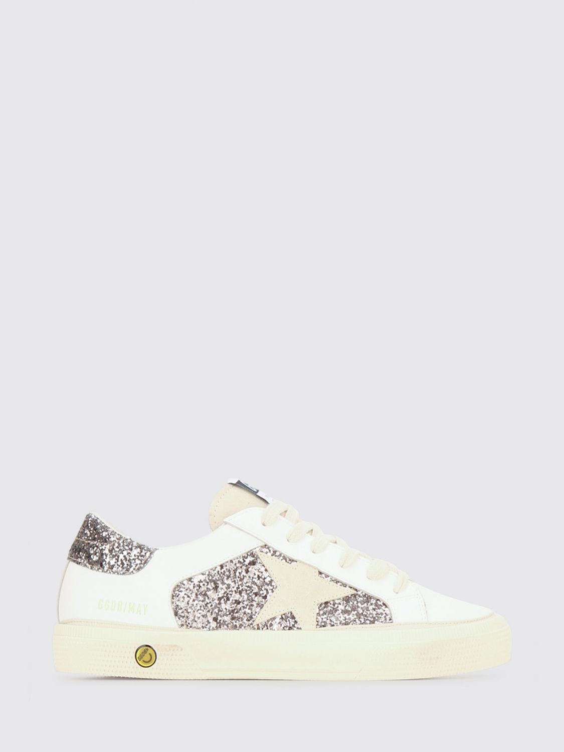 GOLDEN GOOSE May Sneakers für Jungen aus Leder und Glitzerstoff im Used-Look