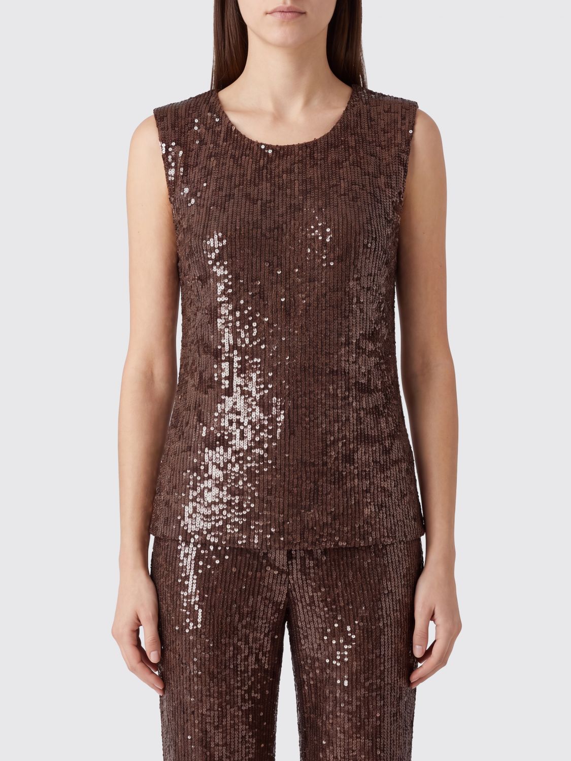 PAROSH P. A.R. O.S. H. Sleeveless All-Over Sequin Embellished Top