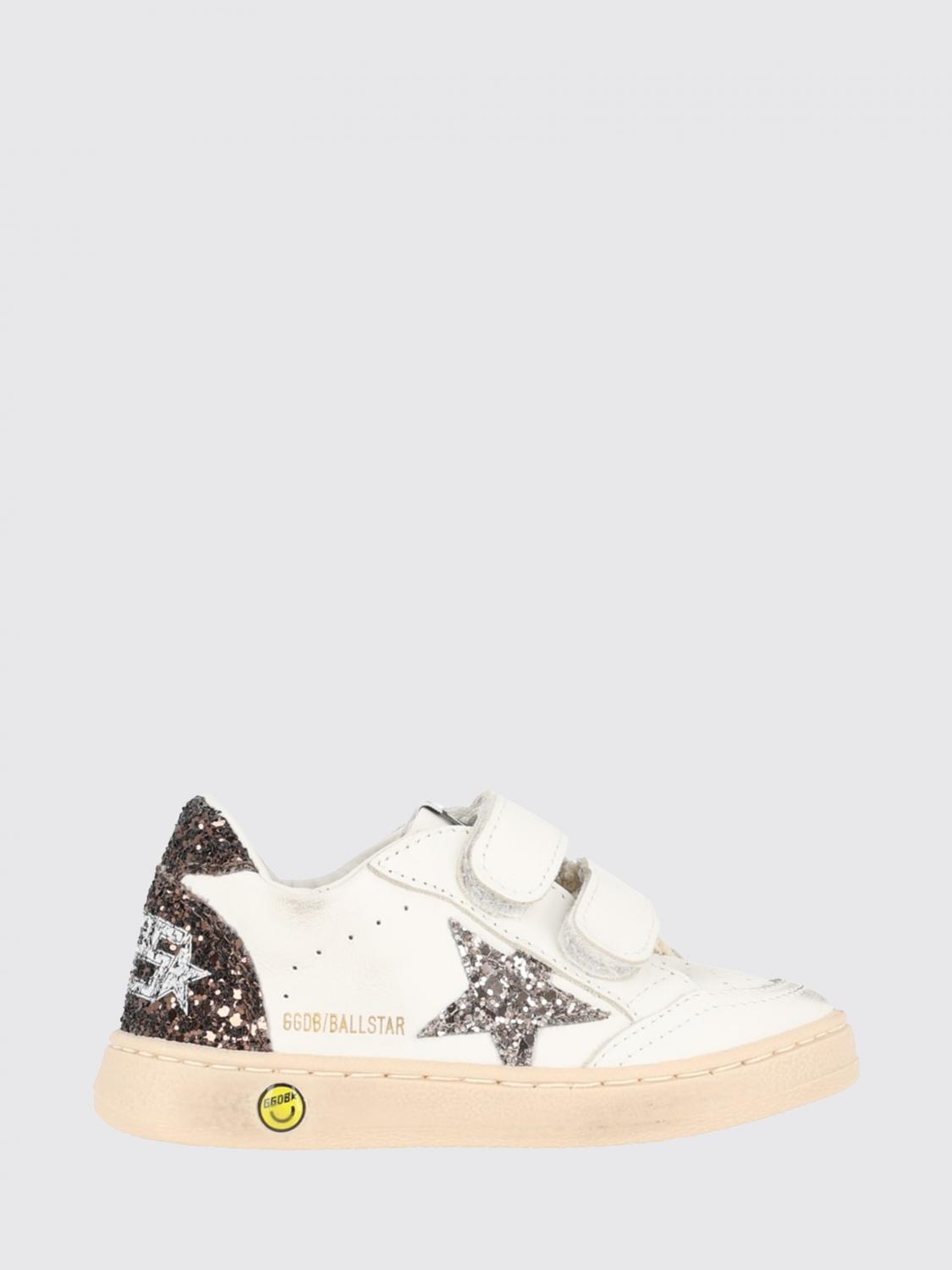 GOLDEN GOOSE Ball Star Leder-Sneaker für Jungen mit Klettverschluss und Used-Look