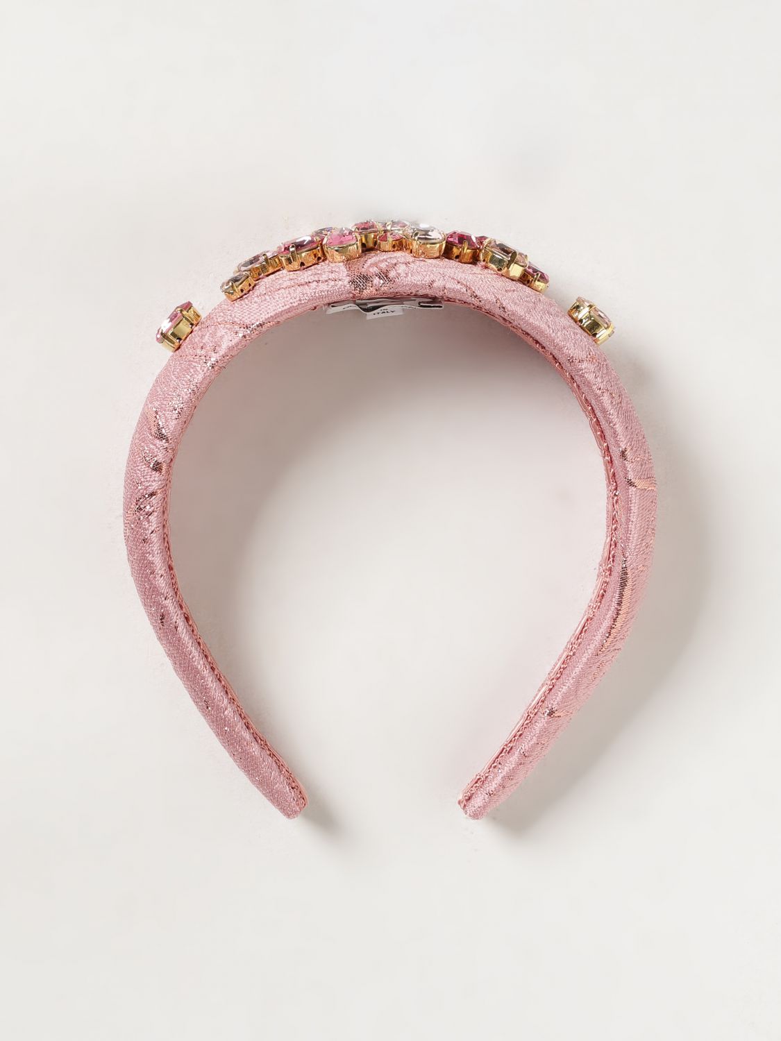 DOLCE & GABBANA Festes Lurex-Haarband für Mädchen von mit Stickerei und Kristallen
