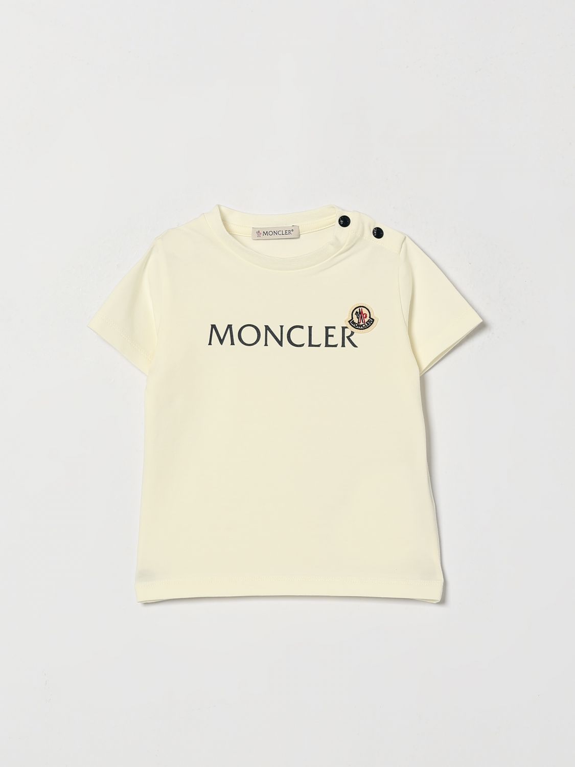 MONCLER T-Shirt für Jungen aus Baumwolle mit Kontrast-Logo und Schulterknöpfen
