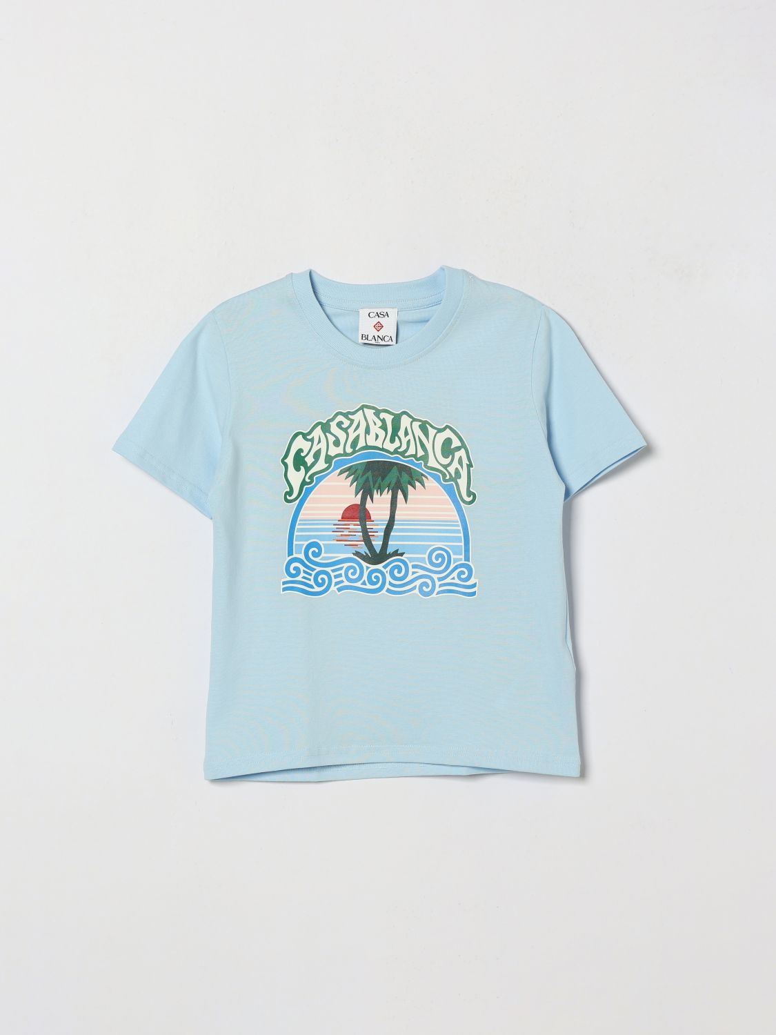 CASABLANCA Boy's Cotton T-Shirt with Graphic Print and Front Logo