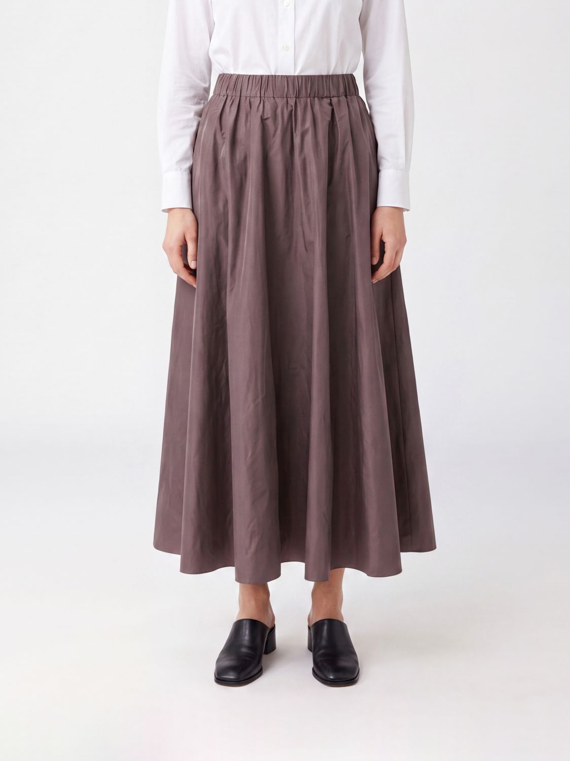 PAROSH High-Waisted Flared Midi Skirt P. A.R. O.S. H. in Technical Fabric