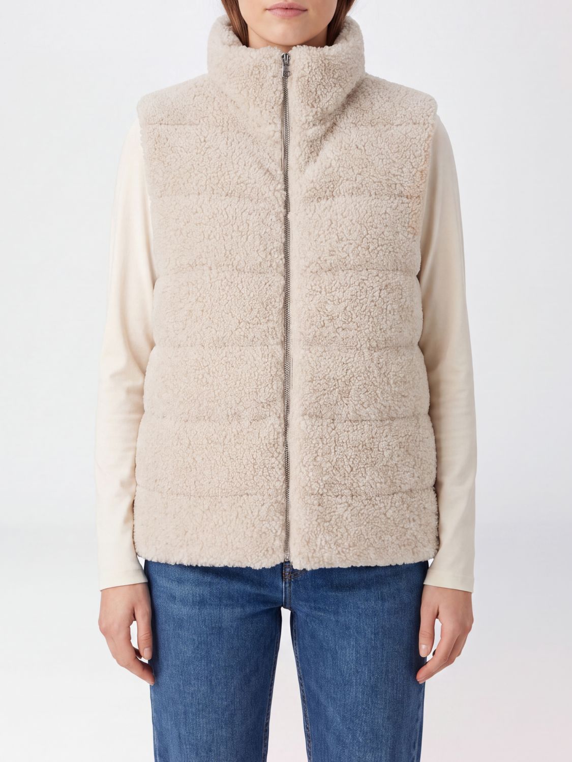 HERNO Padded Quilted Nylon and Fleece Gilet with High Neck