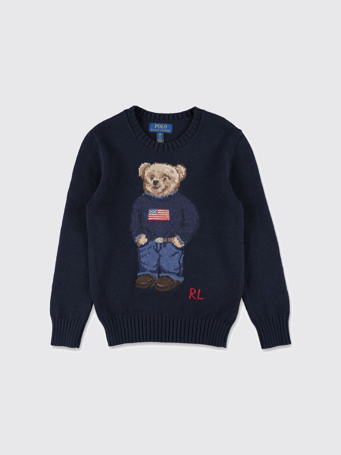 POLO RALPH LAUREN Rundhalspullover aus Baumwolle für Jungen mit Teddybär-Print