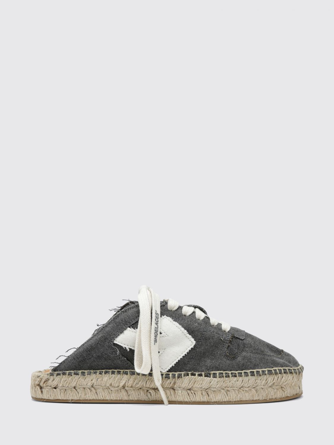 Off-White Arrow Cotton Canvas Espadrille Clogs with Logo and Jute Sole