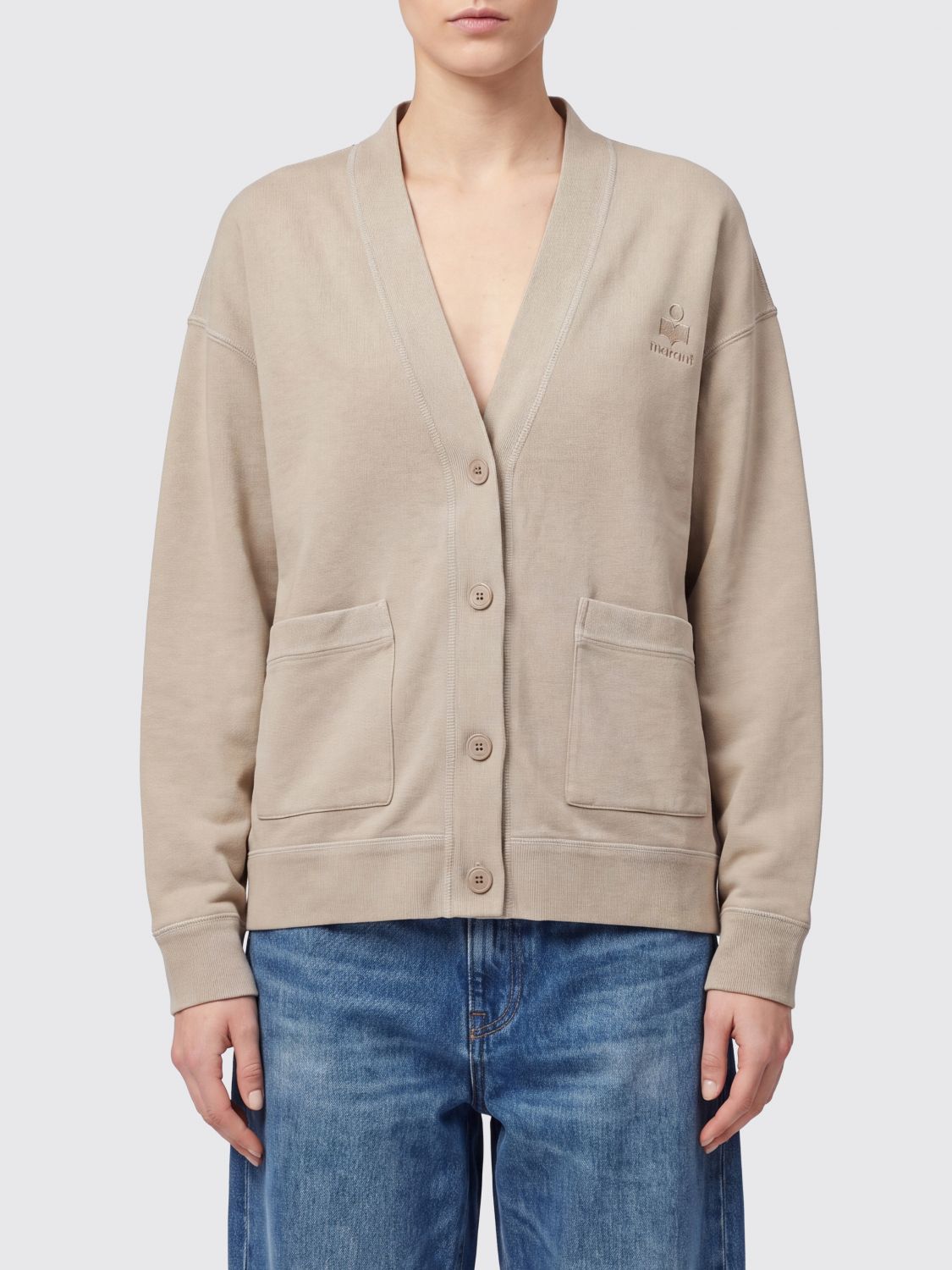 Isabel Marant Etoile Relaxed Fit V-Neck Cardigan in Cotton Blend