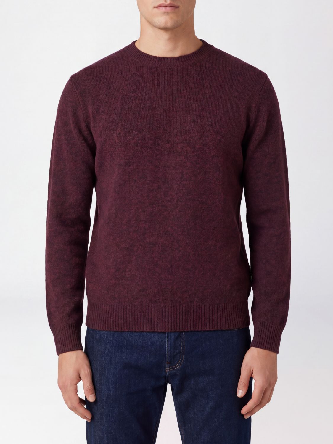 ROBERTO COLLINA Pure Wool Crewneck Jumper with Ribbed Edges