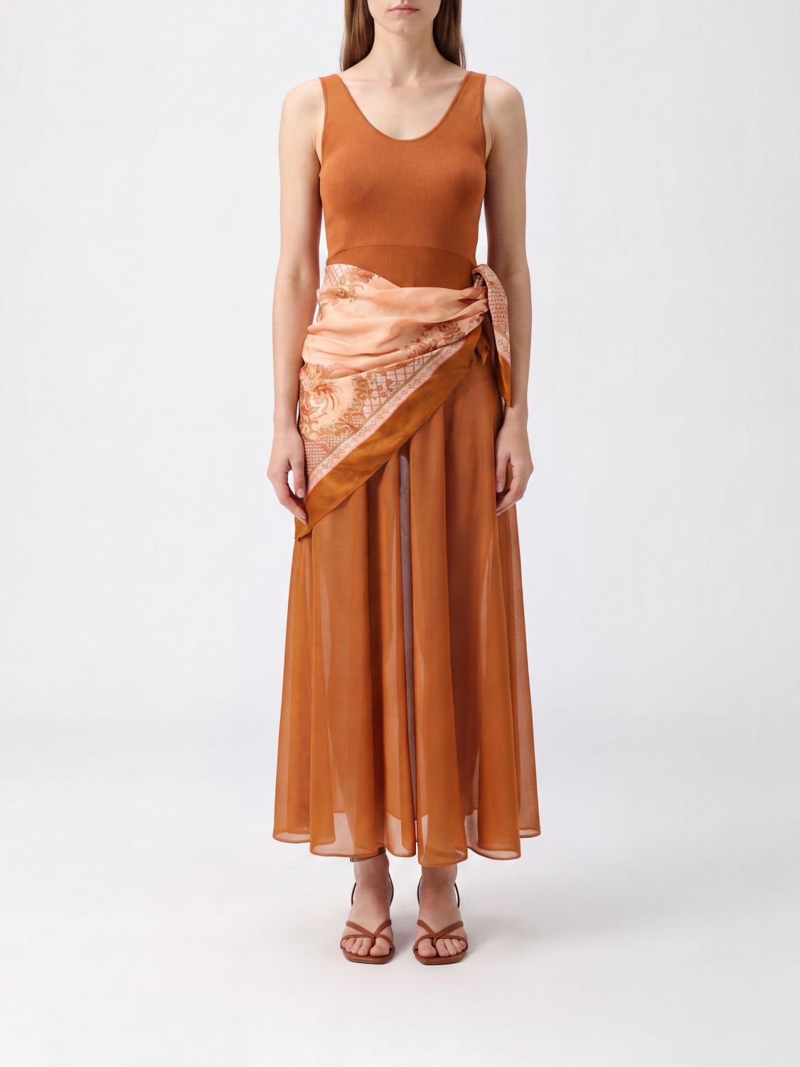 ZIMMERMANN Aster Paisley Print Midi Dress with Waist Tie and Off-Shoulder Design