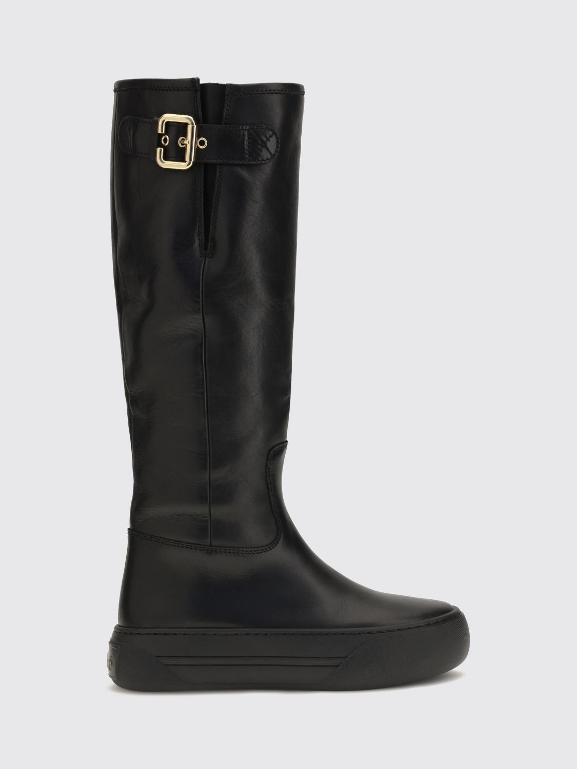 CHLOÉ Delia Knee-High Lambskin Boots with Platform Sole and Round Toe