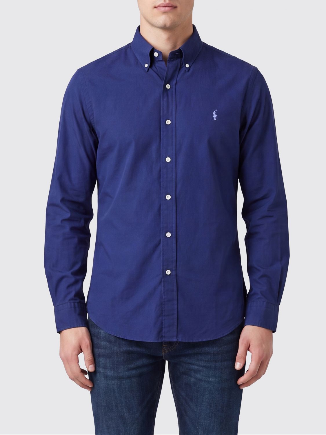Polo Ralph Lauren Slim Fit Stretch Cotton Poplin Shirt with Button-Down Collar