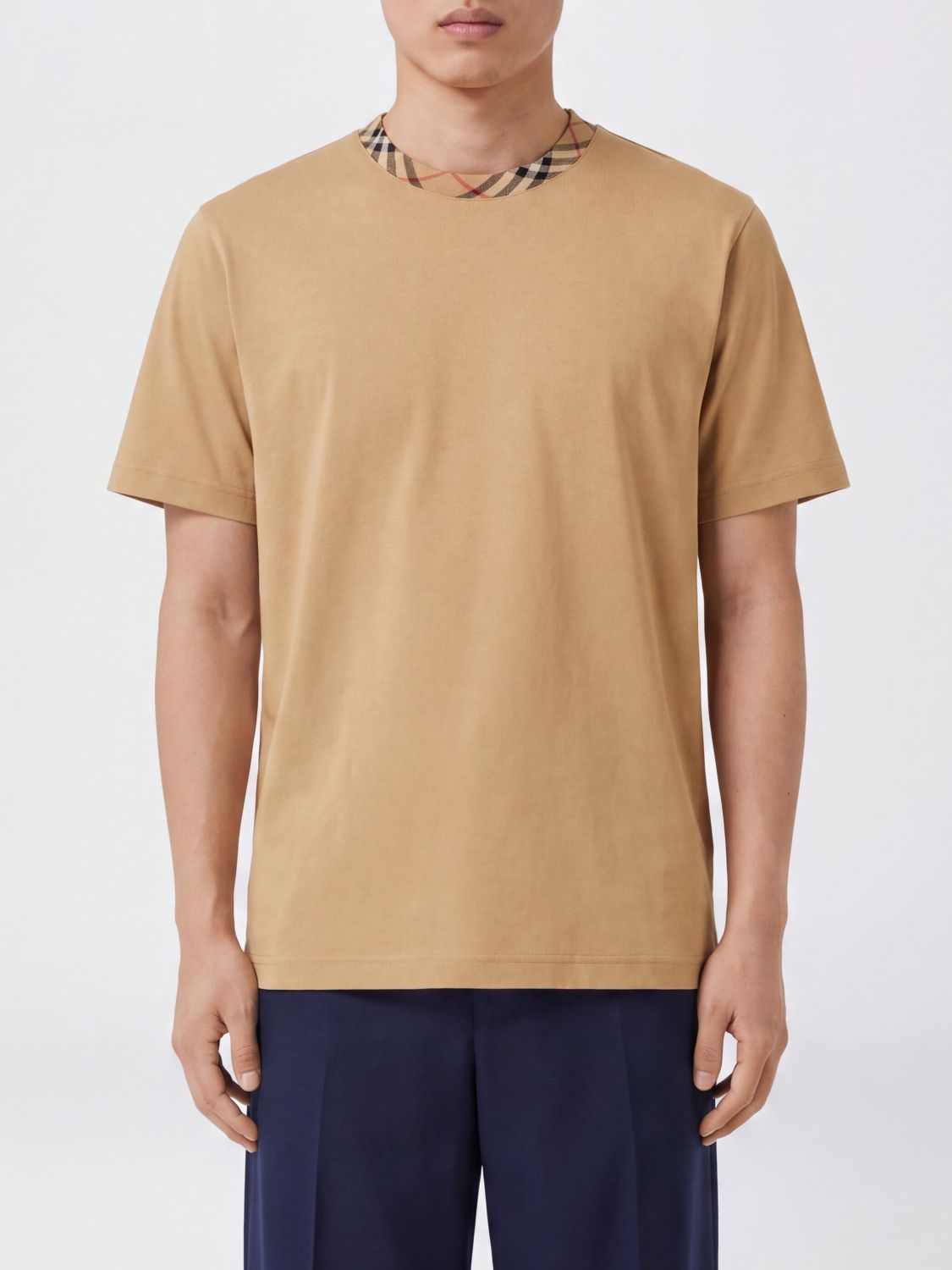 BURBERRY Pure Cotton Crew Neck T-Shirt with Short Sleeves and Straight Hem
