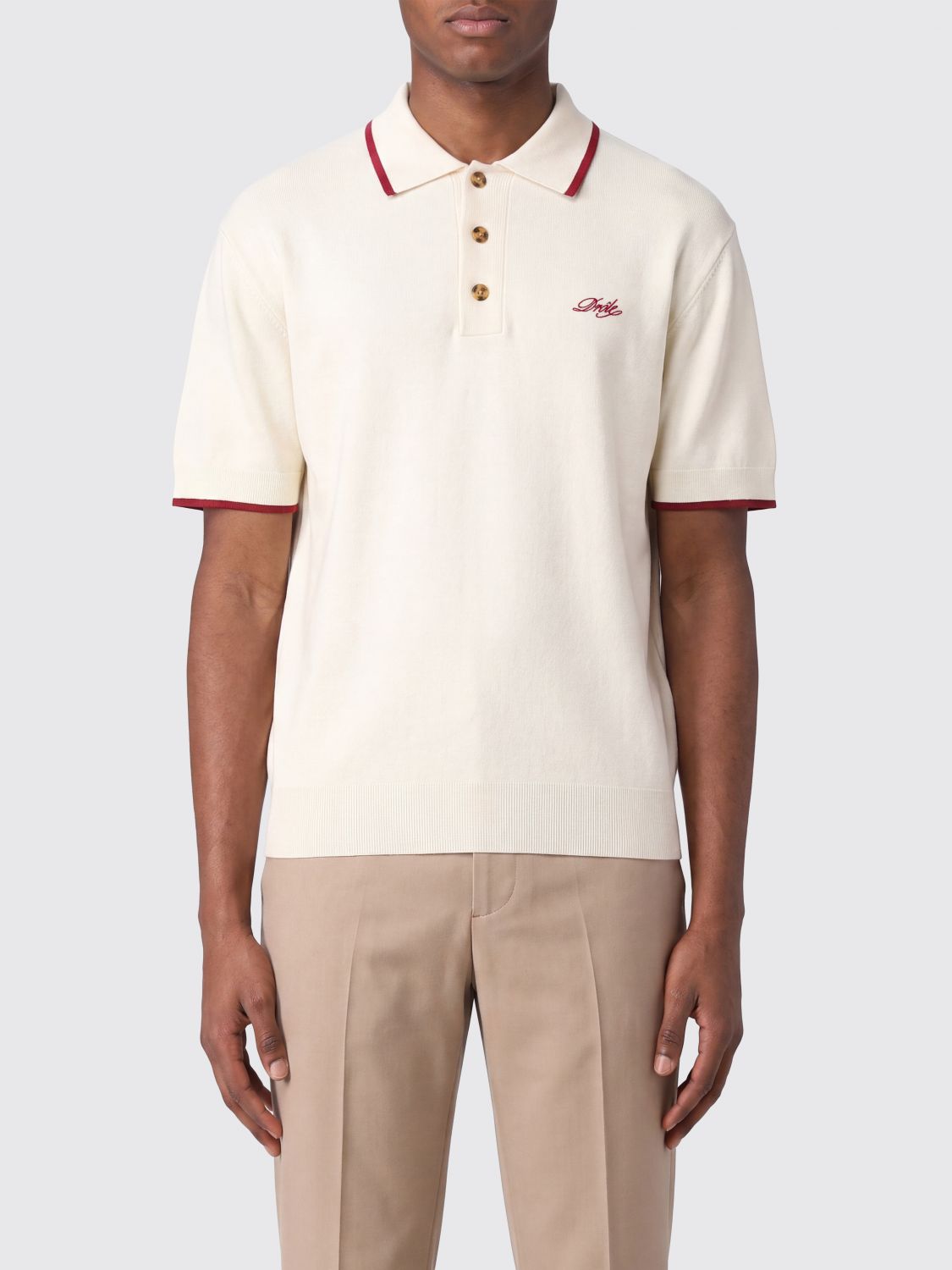 Drôle de Monsieur Kurzärmeliges Wollstrick-Polo von mit Kontraststreifen