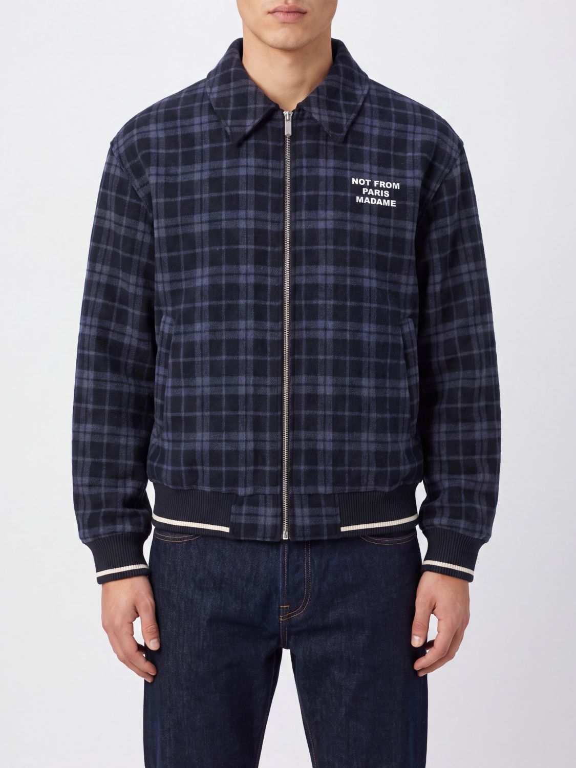 Drôle de Monsieur Hemdjacke aus Wollmischung mit Tartanmuster