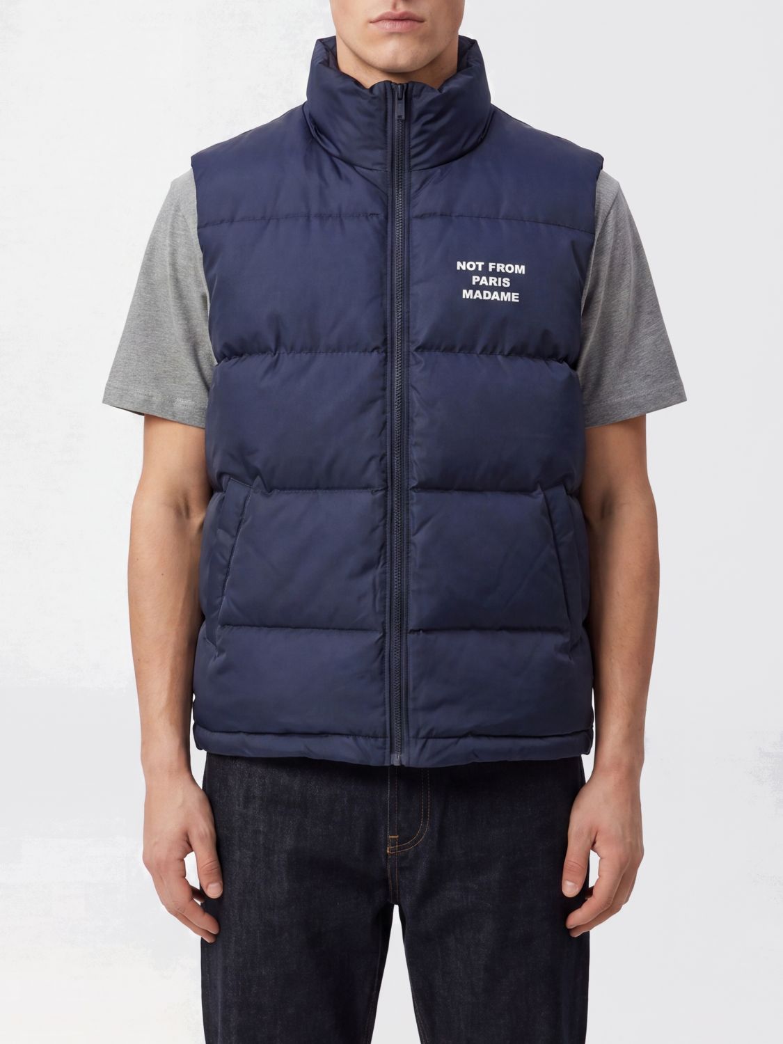 Drôle De Monsieur Quilted Nylon High-Neck Gilet with Contrast Logo