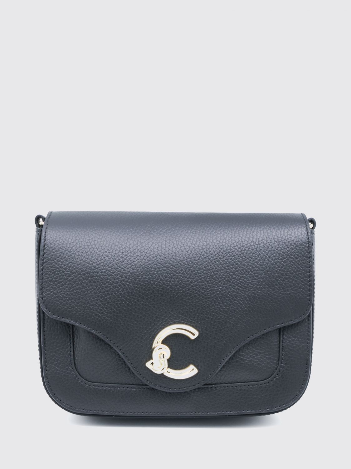 COCCINELLE C-Me Mini Pebbled Leather Crossbody Bag with Flap Closure