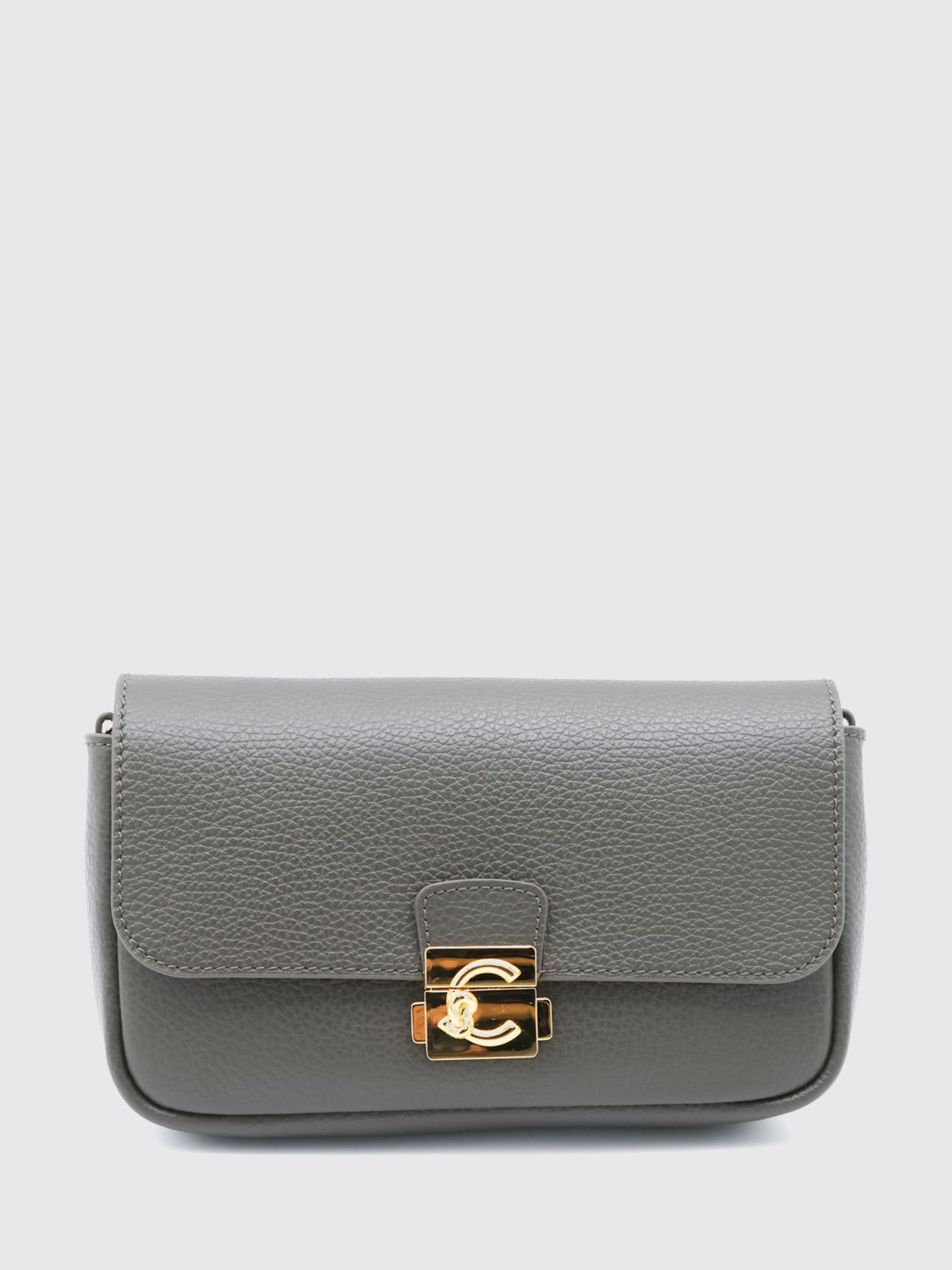 Coccinelle C-Me Lock Mini Pebbled Leather Shoulder Bag with Buckle Closure · OS