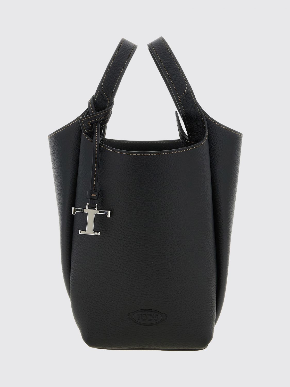 TOD'S Small Hammered Leather Bucket Bag with Removable Shoulder Strap