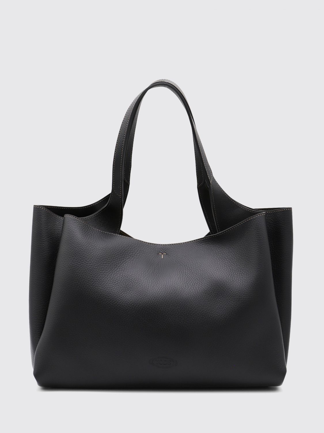TOD'S Medium Hammered Leather Shoulder Bag with Hook Closure